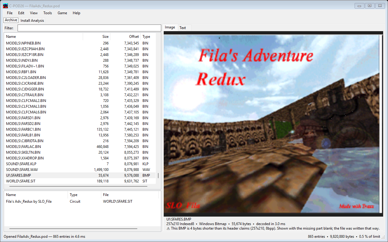 A track's preview bitmap drawn in the preview panel